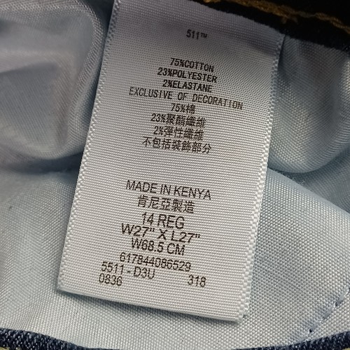 Levi's 511 Slim Fit Jeans Size 14 Regular 27x27 Boys Stretch Denim Light Blue - Picture 9 of 11