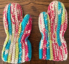 CUTE AND COLORFUL HAND MADE CROCHET CHILDREN MITTENS  Small Kid Size  Warm