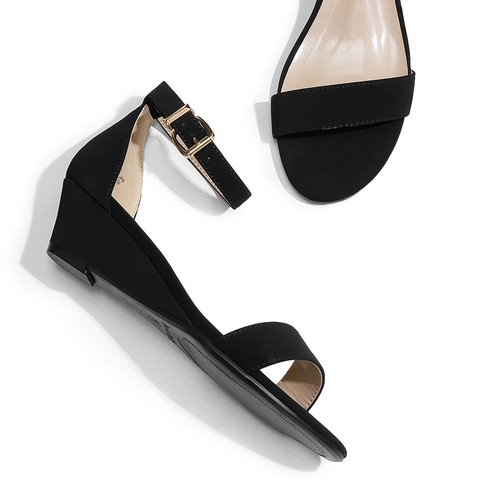 Women Low Wedge Heel Open Toe Ankle Strap Casual Party Dress Wedge Sandals - Picture 10 of 42