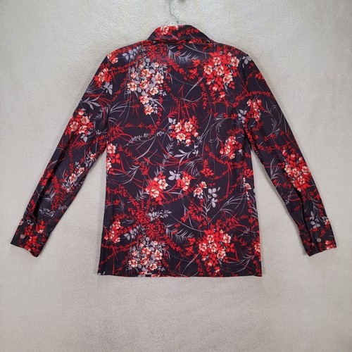 Vtg 70s Goldie California Womens Top Size M Red Floral Point Collar Retro Blouse - 第 11/19 張圖片