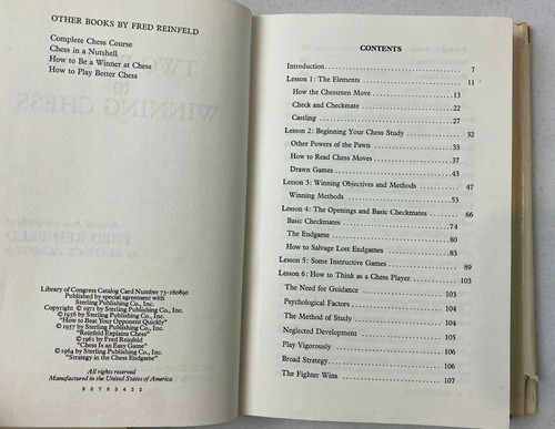 Two Weeks To Winning Chess By Fred Reinfeld Hardcover 1971 #21M - Picture 4 of 7