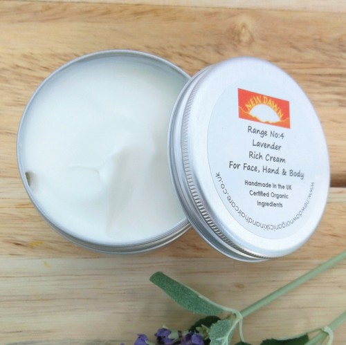 LAVENDER RICH CREAM-New Dawn Organic Dry Skin Moisturiser for Face Body & Hands - Picture 2 of 5
