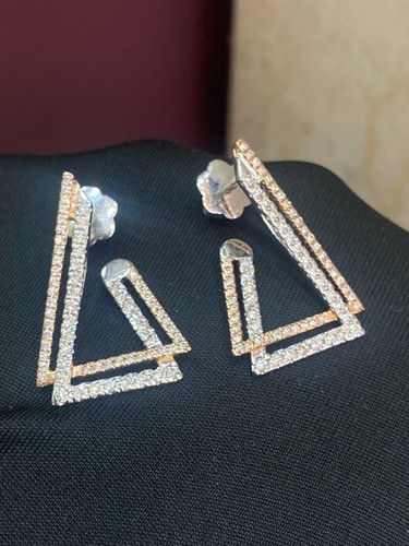 Exquisite 1.18 Cts Round Brilliant Cut Natural Diamonds Stud Earrings 14K Gold - Picture 7 of 13