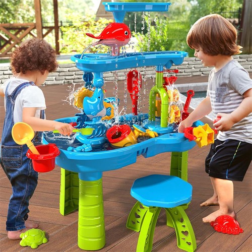 Sand Water Table Toys Kids 3-Tier Outdoor Tables Beach Toys Gift - Picture 8 of 9