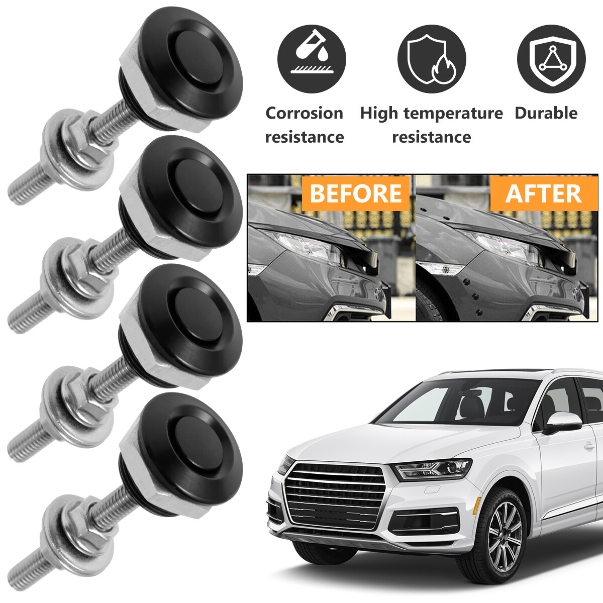 4x Quick Release Latches Bonnet Push Button Racing Car Hood Pin Lock BumperㄍClip - Picture 6 of 12