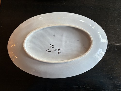Set Of 4 Handpainted Signed Oval Fish Plates From France - Picture 8 of 9