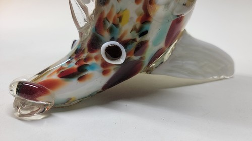 Kunstglas große Fisch Skulptur Vase gesprenkelt Murano Italien Stil Design. - Bild 5 von 11