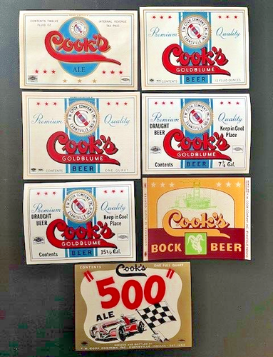 Set of 7 Vintage Cook's Goldblume Beer Bottle Labels, Evansville, Ind. - Set #4 - Picture 1 of 4