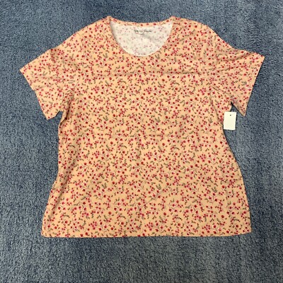 Ladies Rebecca Malone Pink Short Sleeve Floral Print Shirt 1X