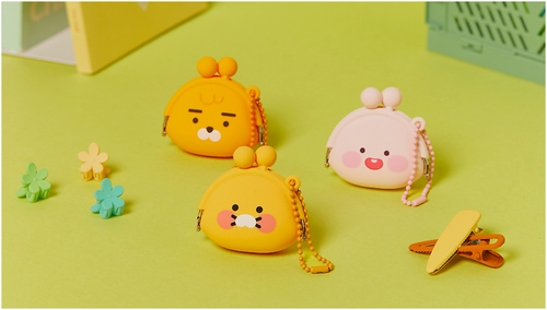 Kakao Friends Silicone Mini Pouch Keyring Bag Charm Apeach, Choonsik & Ryan - Picture 2 of 19