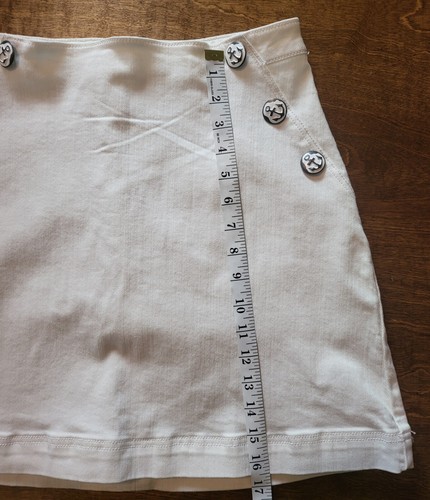 Falda informal Nordstroms 1901 para mujer blanca Jean botones náuticos cremallera talla 6 - Imagen 8 de 10