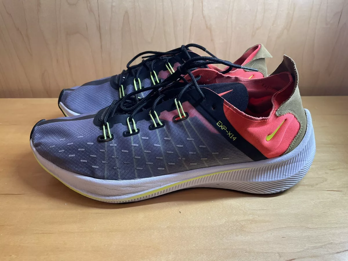 Nike EXP X14 Men s Size 12 Gray Total Crimson Running Shoes AO1554 001 Lace Up