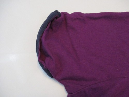 Mini Boden Purple Short Navy Trim Cuff Sleeve Knit Dress Girls 7-8 yrs Pockets - Picture 9 of 12