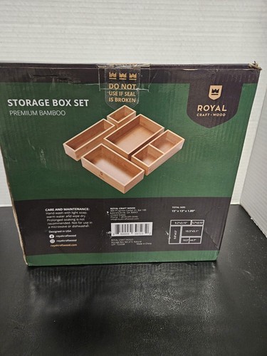 NIB Luxury Bamboo Drawer Organizer Storage Box, Bin Set - Multi-Use Drawer  - Picture 4 of 11