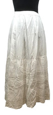 Antique Vtg Waist Full Length Petticoat Slip Undergarment White Cotton Lace