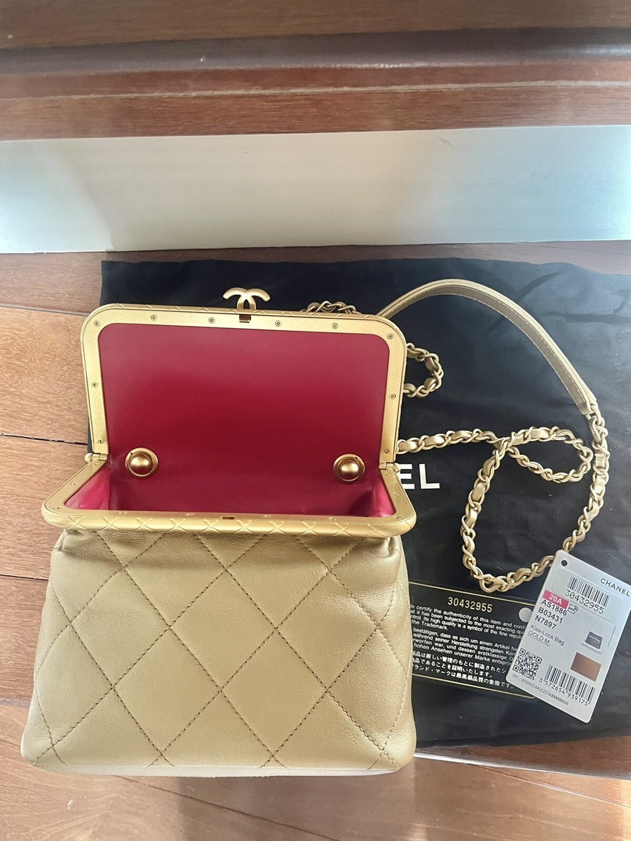 CHANEL 20A Gold Limited Edition Qyilted My Crush Kisslock GHW | eBay