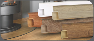 10 m Sockelleisten Quadro 55 mm Kabelkanal Fußleiste Laminatleiste 12 Farben