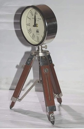 5 inch Handmade Tripod Stand Wth The Bright Decor Wooden Table Clock - Picture 3 of 4