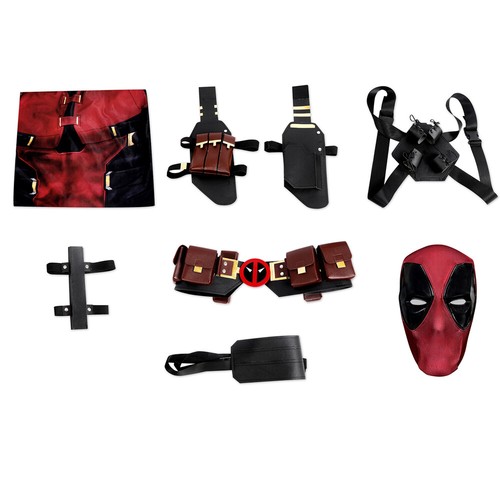 Deadpool 3 Jumpsuit Cosplay Costume Wade Wilson Suit Face Shell Belt Outfit Prop - Picture 24 of 27