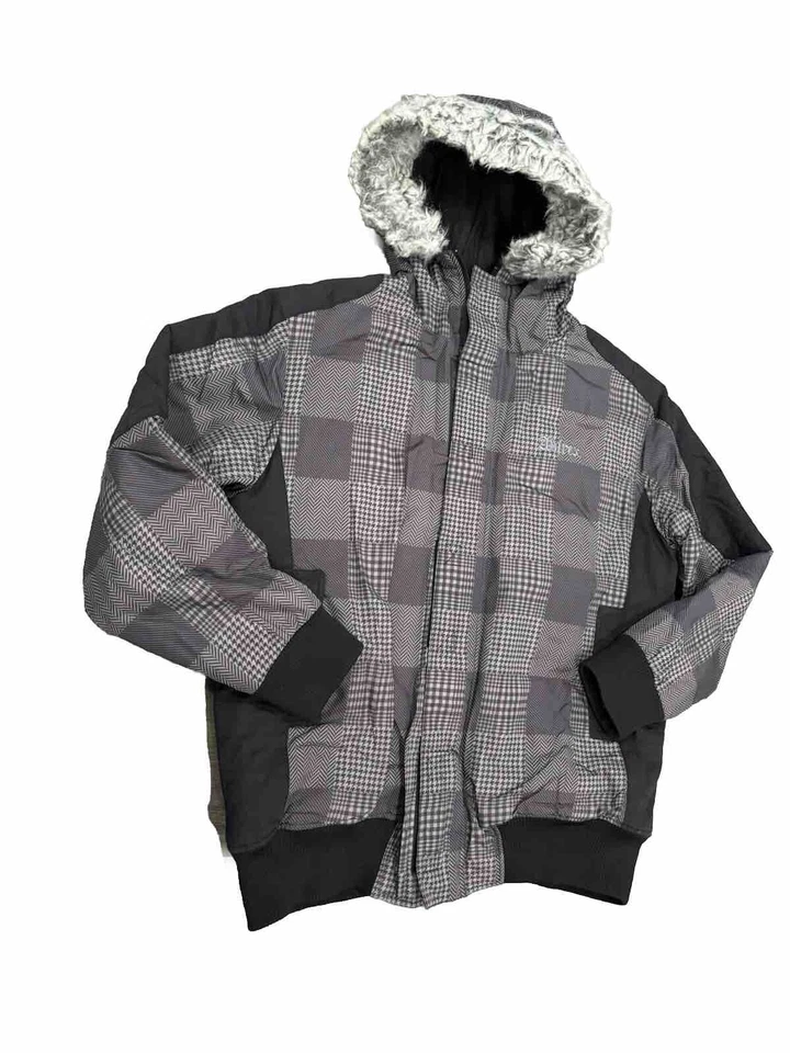 Abrigo Chaqueta de Invierno Avirex Vintage Acolchado Negro Cuadros Piel Capucha RARO Foto 2 de 4