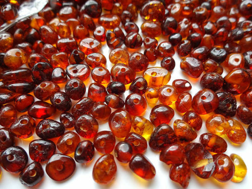 Natural Amber stone drilled 5gr about.100 beads - choose color !!! - Afbeelding 1 van 17