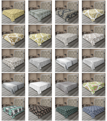 Ambesonne Damask Oriental Flat Sheet Top Sheet Decorative Bedding 6 Sizes