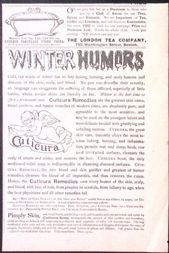 1891 Cuticura Heilmittel für Pickelhaut Winterhumor Druckanzeige 4,75 x 6 Zoll - Bild 2 von 2
