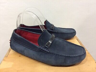 $625 TOD's X Ferrari Gommino Driving Loafers Navy Blue Suede 
