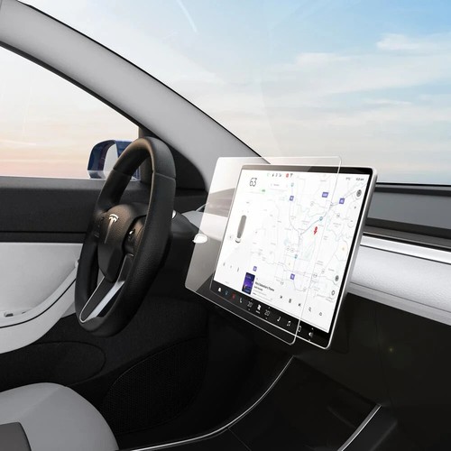 Tesla Model 3 Y Tempered Glass Screen Protector White Silicone Bumper Bundle - Bild 9 von 14