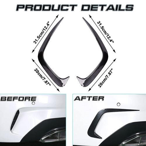 For 19-22 BMW 330i M340i M Sport Carbon Fiber Pattern Rear Side Vent Trim Canard - Picture 2 of 12