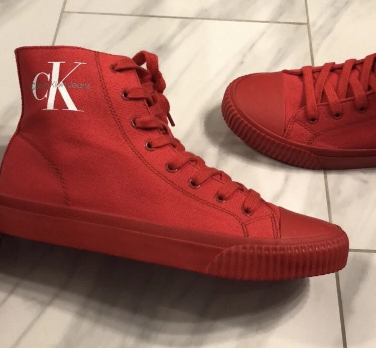 ontsnapping uit de gevangenis sneeuwman Verpersoonlijking Calvin Klein Jeans Men's High Top Sneakers Red $140 New | eBay