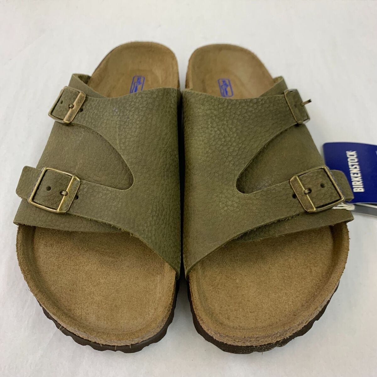 Birkenstock New w Box Zurich Steer Khaki Nubuck Leather Soft Footbed Narrow