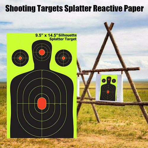Tiro Bersagli Reattivi Splatter Range Carta Bersaglio Pistola Tiro Fucile-23Confezioni - Foto 3 di 11