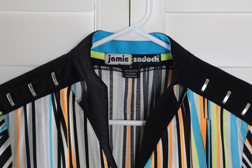 JAMIE SADOCK $95 Stretch Striped Bar Shoulder Golf Athletic Top Size Small - Picture 6 of 6
