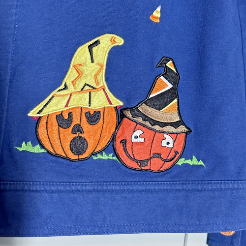 Vintage Onque Casuals Halloween Pumpkin Jacket Size S Candy Corn Witch Hats - Picture 5 of 9