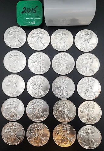 Roll of 20 - 2015 - $1 American Silver Eagle Dollar Coins full Tube 1 oz BU .999