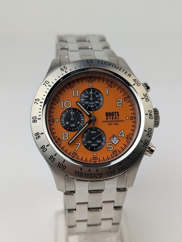 Vtg UNTESTED NOS Men's Roots Canada Watch Metal Strap Band REGATTA Chronograph