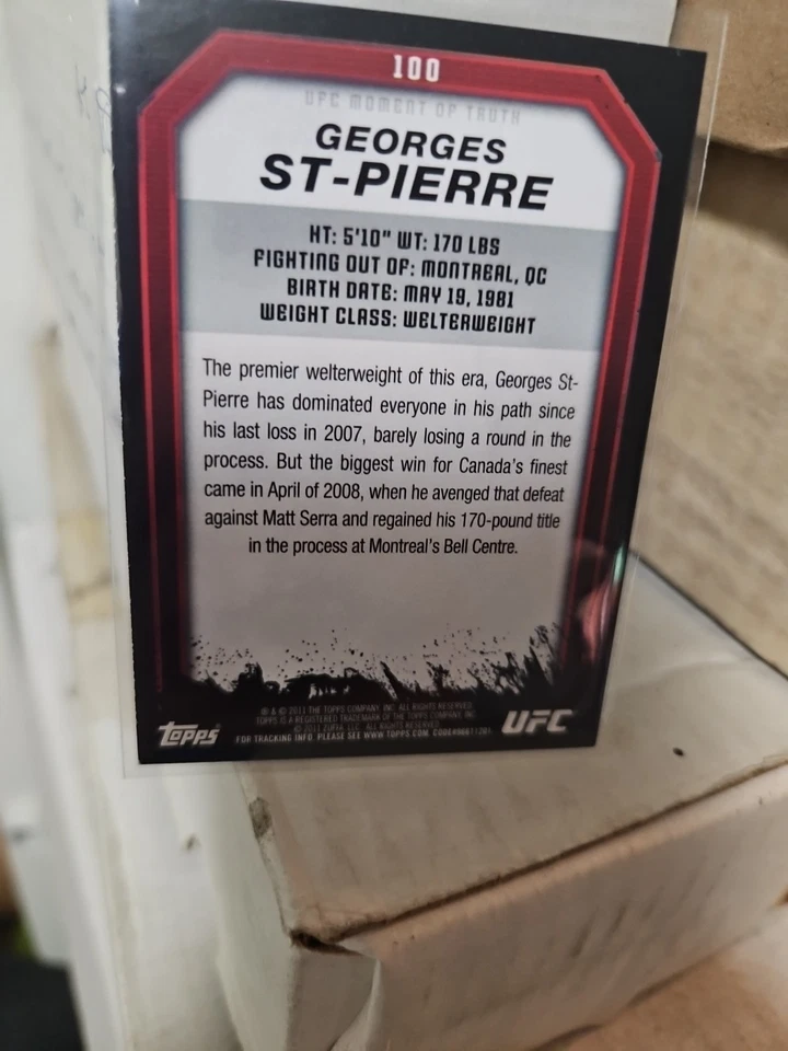 2011 Topps UFC Moment of Truth Gold Georges St-Pierre #100 - Image 2 of 2