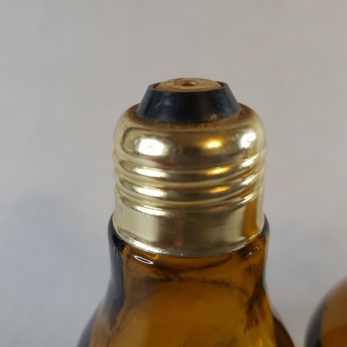 Vintage Glas Bernstein Edison Glühbirne Salz und Pfefferstreuer Set Hergestellt in Hongkong - Bild 3 von 16