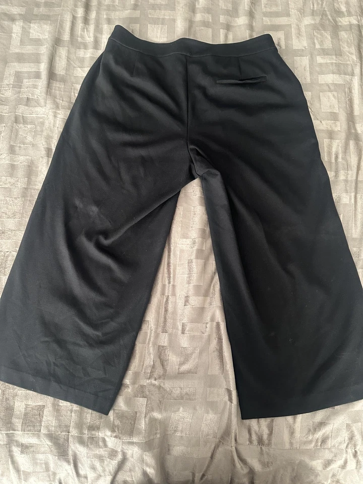 Eileen Fisher 裤子女式中号黑色宽腿短裙裤拉链弹力 — 第 2/4 张图片