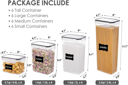 Airtight Food Storage Containers with Lids, 24 Pcs Plastic Kitchen and Pantry O - Picture 2 of 12