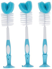 Dr. Brown'S Reusable Sponge Baby Bottle Cleaning Brush Set with Suction Cup Stan