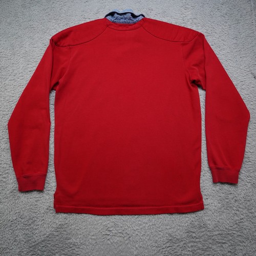 Vintage 80s Polo Ralph Lauren Rugby Shirt Mens L Red Elbow Shoulder Pads Denim - Picture 2 of 12