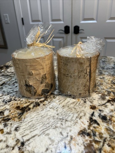 Set Of Two Pottery Barn 4x4” Birch Wood Candles, Brand New In Package. Unscented - 第 1/10 張圖片