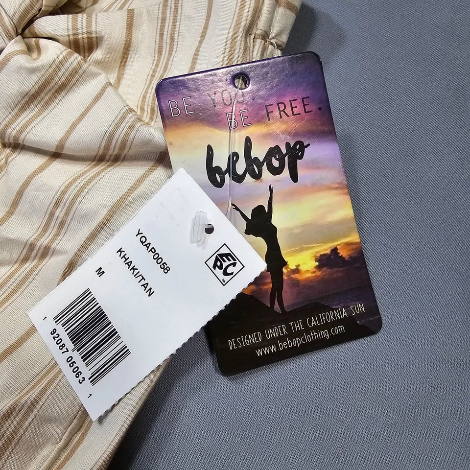 Pantalones BeBop color caqui tostado NUEVO elásticos a rayas simuladas lazo cintura tirar-on para mujer talla M Foto 4 de 4