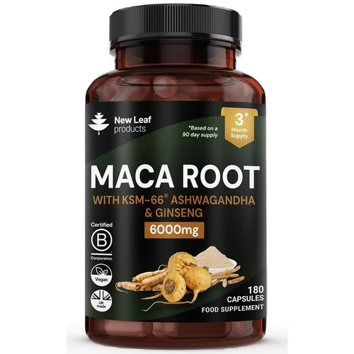Maca Root With KSM Ashwagandha, Panax Ginseng & Black Pepper - 6000mg Capsules