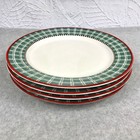 4 Sakura Frosty Folks Debbie Mumm Dinner Plates 10.75" Christmas Holiday 1998