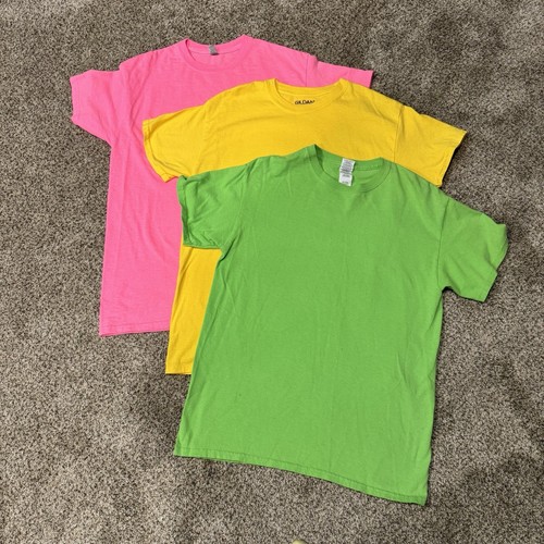 Gildan - Cotton Women’s T-Shirt Plain Tees - Yellow Pink Green Cotton Med