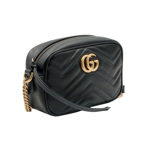 Gucci Black Matelassé GG Marmont Gold Mini Crossbody Bag 448065 149209191 - Picture 4 of 11