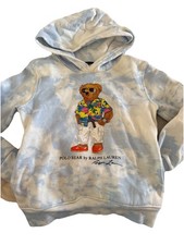 Polo Ralph Lauren Tie-Dye-Print Fleece Hoodie Kids Sz 7 Summer Polo Bear Beach